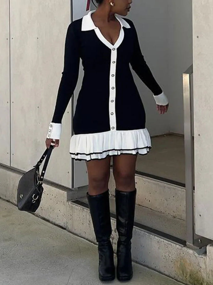 Ruffled Knit Mini Dress