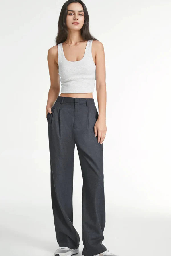 Lucia Charcoal Tailored Pants – AZZURRA