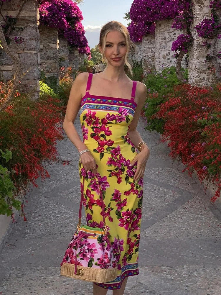 Mirenna Floral Wedding Guest Midi Dress – AZZURRA