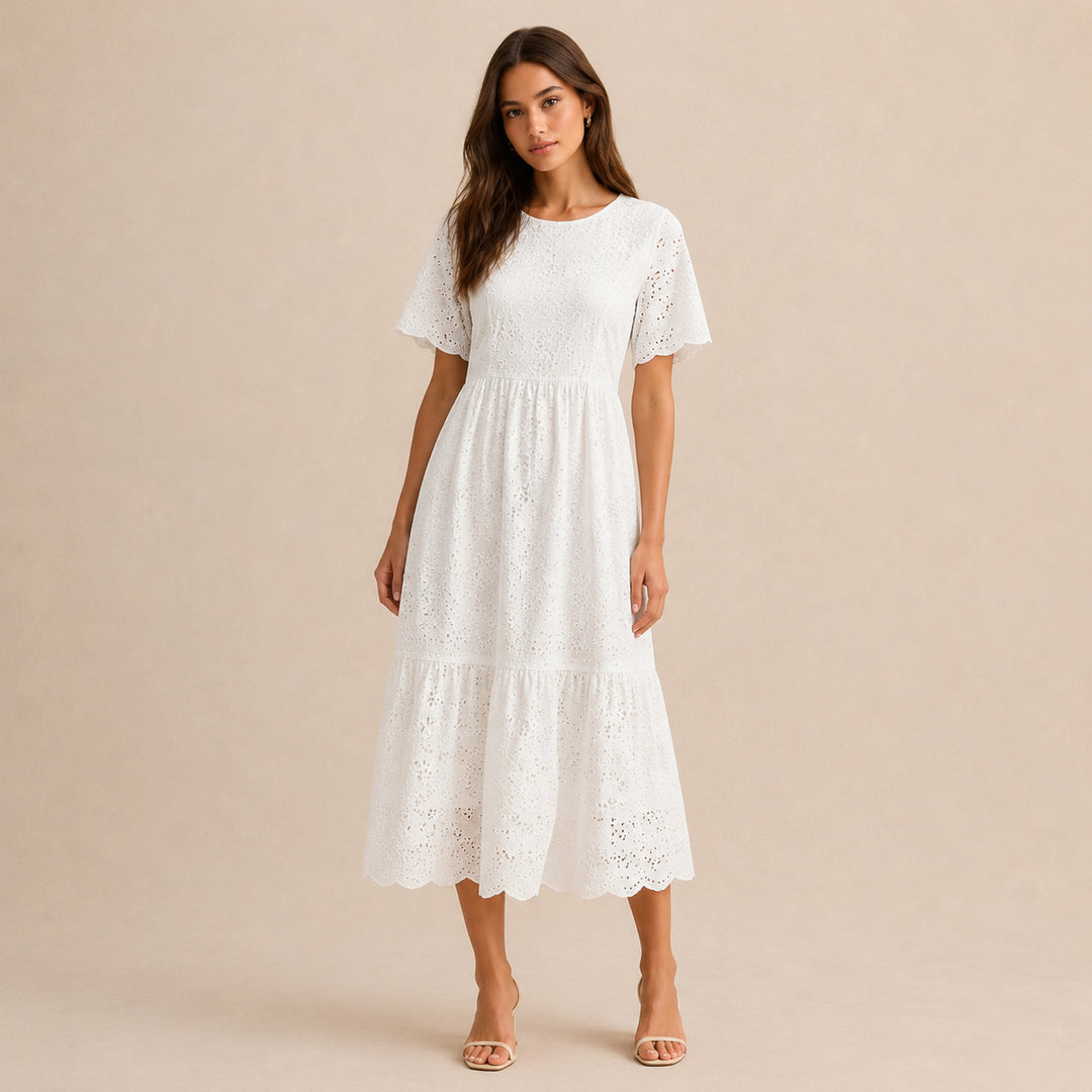Orelia Flutter Sleeve Broderie Anglaise Wedding Guest Midi Dress