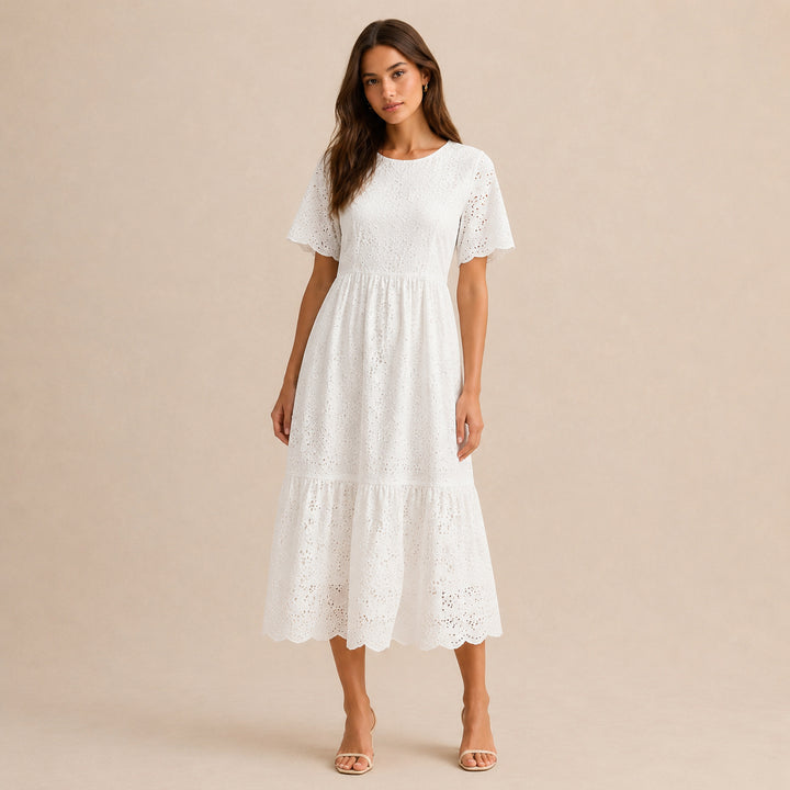 Orelia Flutter Sleeve Broderie Anglaise Wedding Guest Midi Dress