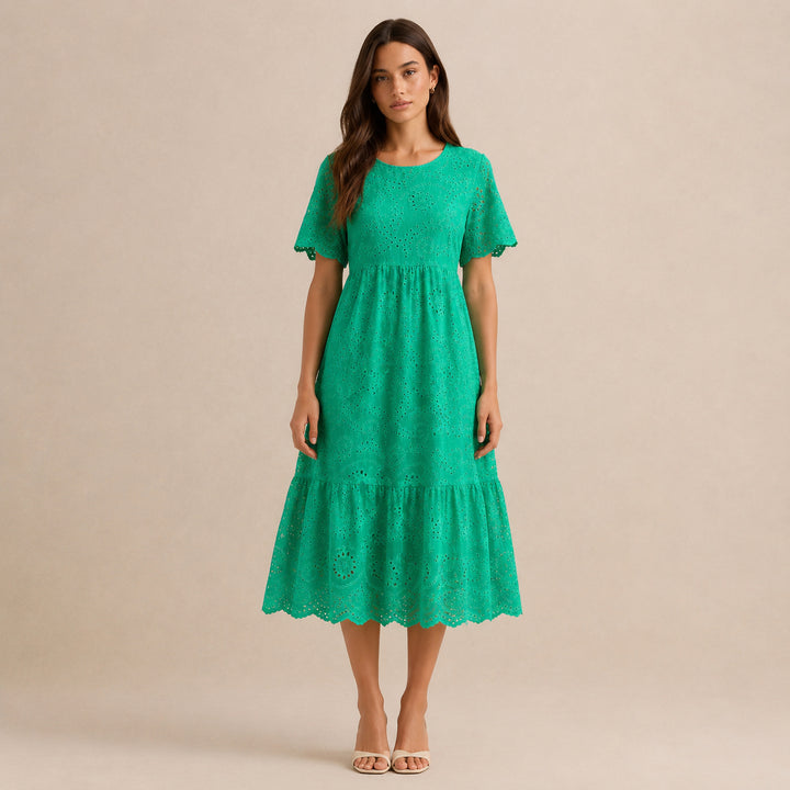 Orelia Flutter Sleeve Broderie Anglaise Wedding Guest Midi Dress