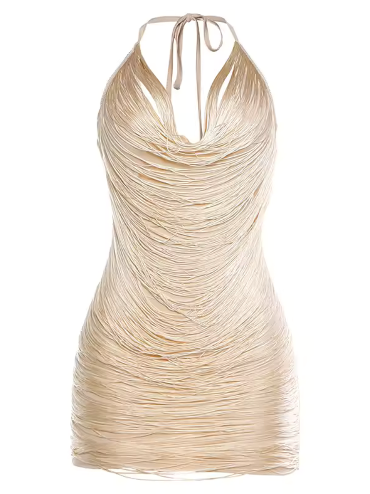 Melisande Ruched Halter Summer Cocktail Mini Dress