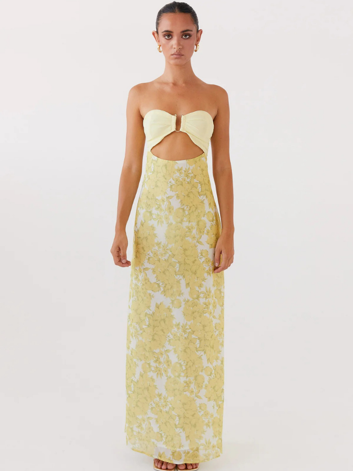 Vannina Yellow Floral Maxi Dress