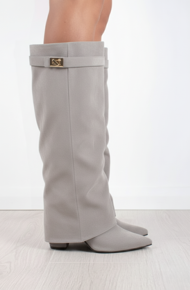 Favinella Suede Knee Boots - Grey