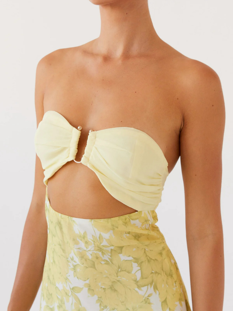Vannina Yellow Floral Maxi Dress