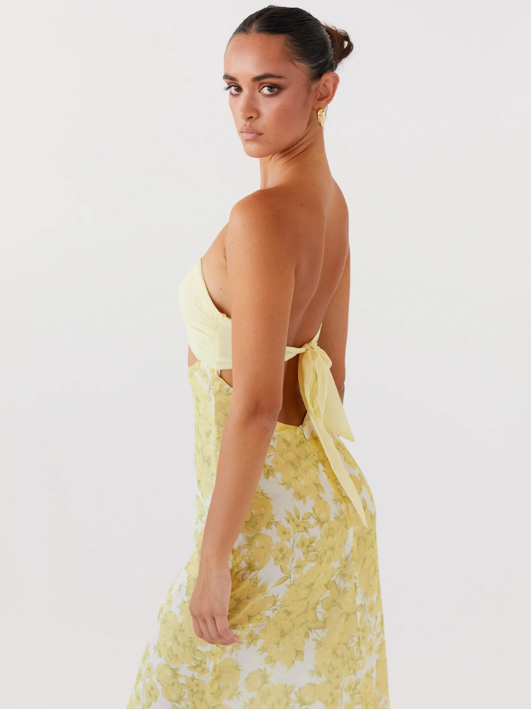 Vannina Yellow Floral Maxi Dress