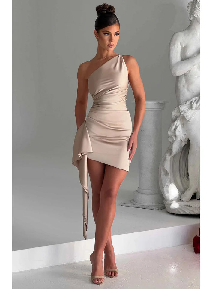 Seraphielle Satin One Shoulder Bodycon Mini Dress