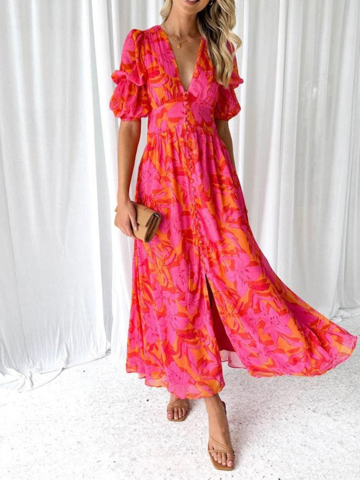Derana Red Floral Maxi Dress