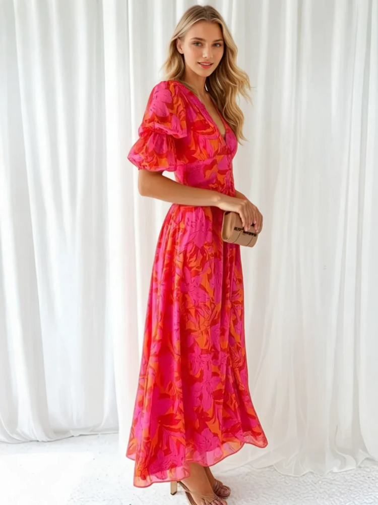 Derana Red Floral Maxi Dress