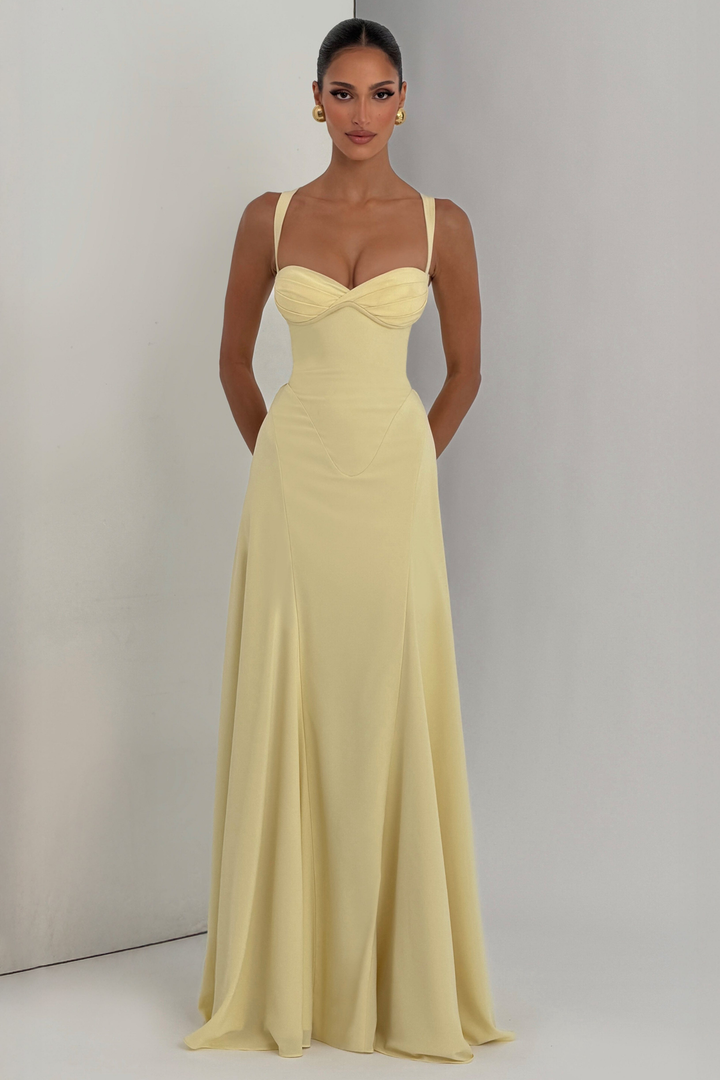 Donatella Women's Sweetheart Neckline Satin Bridesmaid Dress, Floor-Length Prom Dress