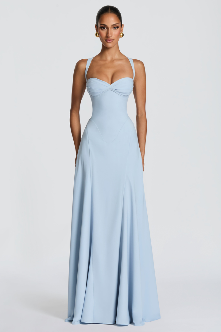 Donatella Women's Sweetheart Neckline Satin Bridesmaid Dress, Floor-Length Prom Dress