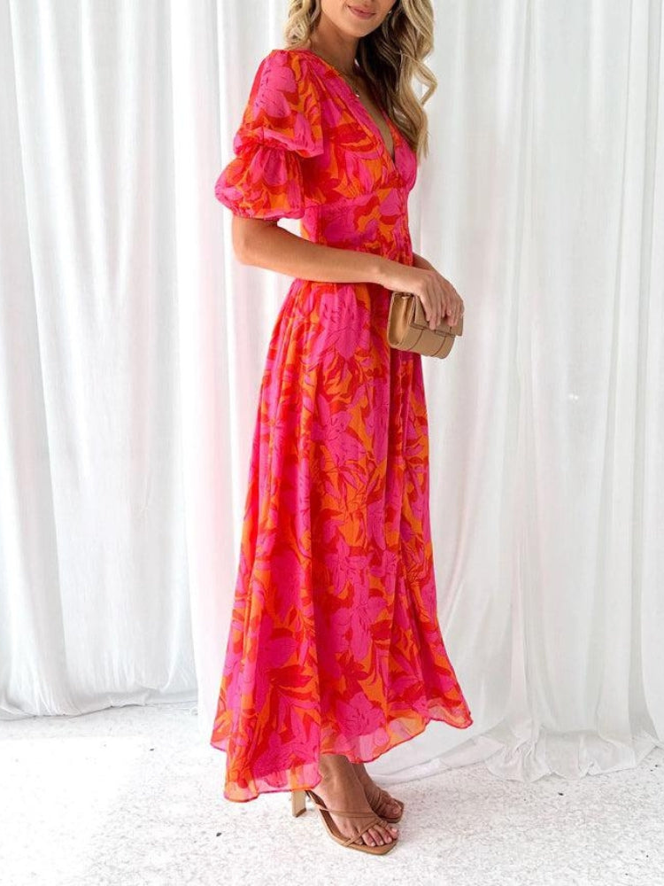 Derana Red Floral Maxi Dress
