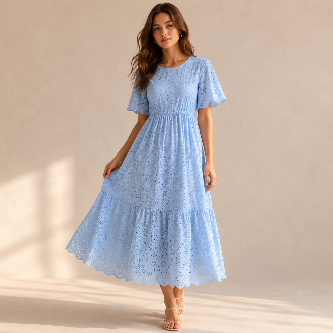 Orelia Flutter Sleeve Broderie Anglaise Wedding Guest Midi Dress