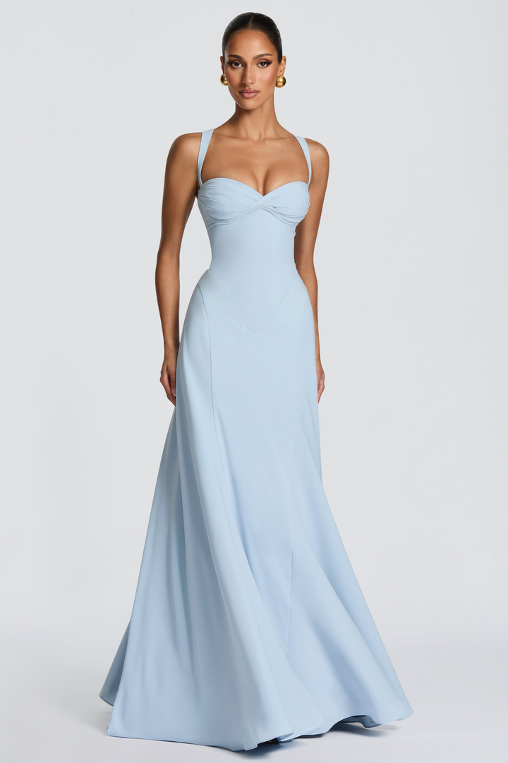 Donatella Women's Sweetheart Neckline Satin Bridesmaid Dress, Floor-Length Prom Dress