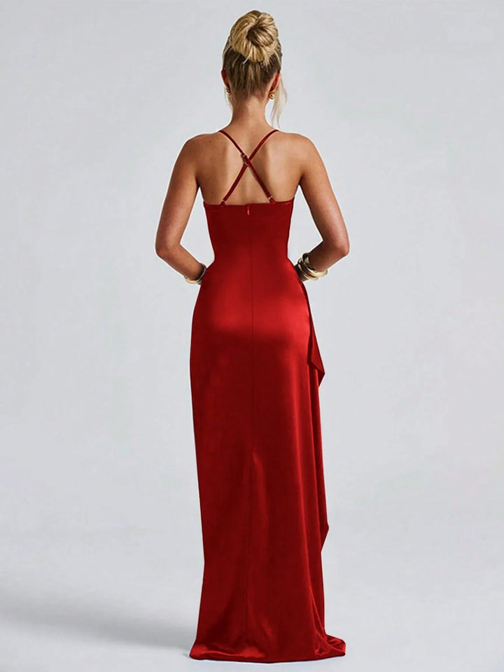 Nadia Satin Slit Maxi Dress