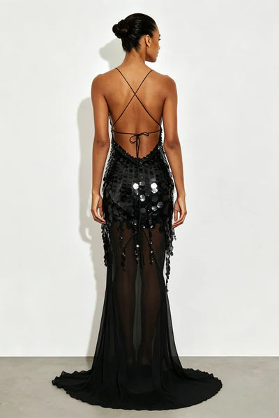 Adelina Sheer Mesh Maxi Dress