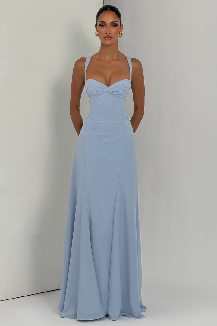 Donatella Women's Sweetheart Neckline Satin Bridesmaid Dress, Floor-Length Prom Dress