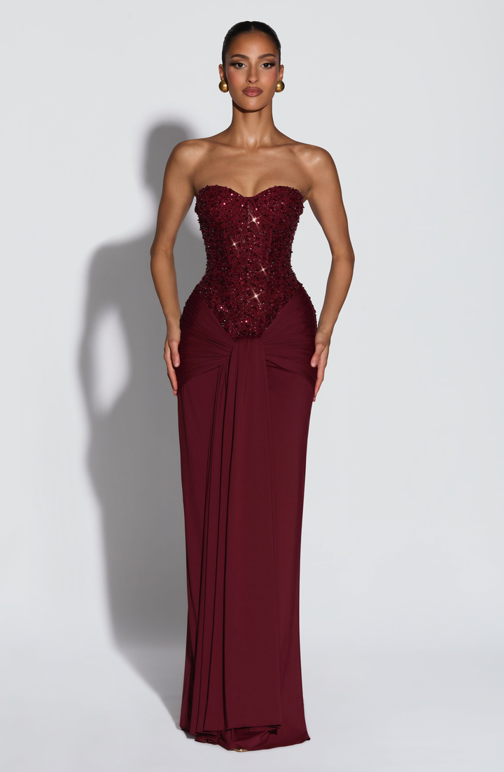 Raffaella Women's Strapless Sweetheart Bridesmaid Dress, Beaded Black Tie Dress