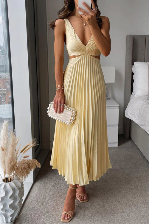 Ottilie Pleated Garden Party Wedding Guest Midi Dress