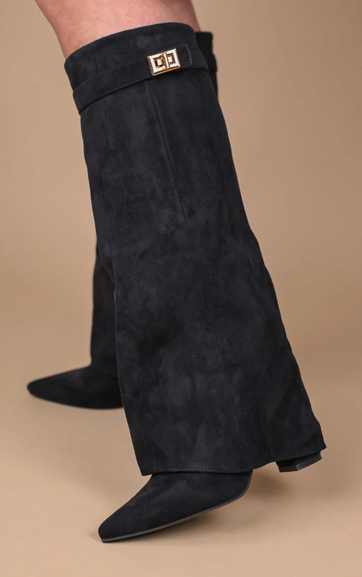 Favinella Suede Knee Boots - Black