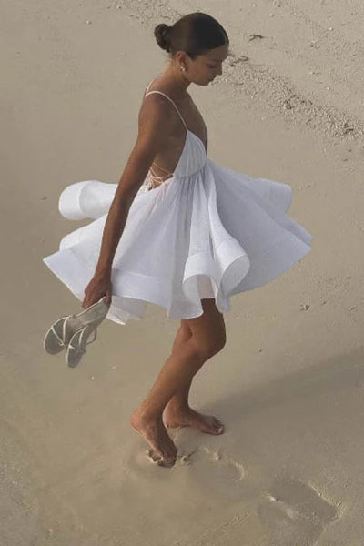 Perrine Deep-V Backless Mini Dress
