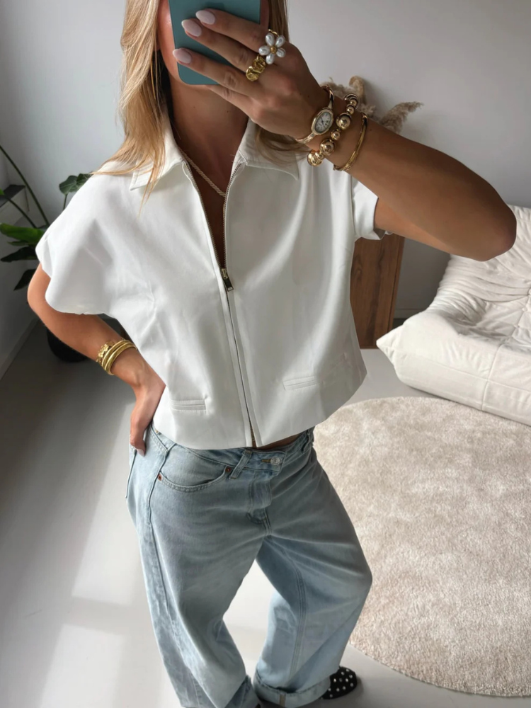 Venora Zip Front Structured Summer Top