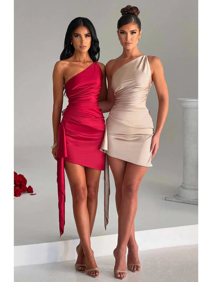 Seraphielle Satin One Shoulder Bodycon Mini Dress