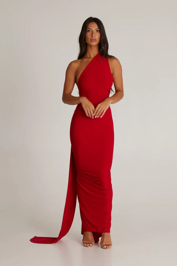 Ysolde Sculpted Halter Black Tie Wedding Guest Maxi Dress