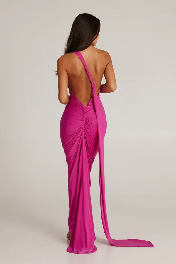 Ysolde Sculpted Halter Black Tie Wedding Guest Maxi Dress
