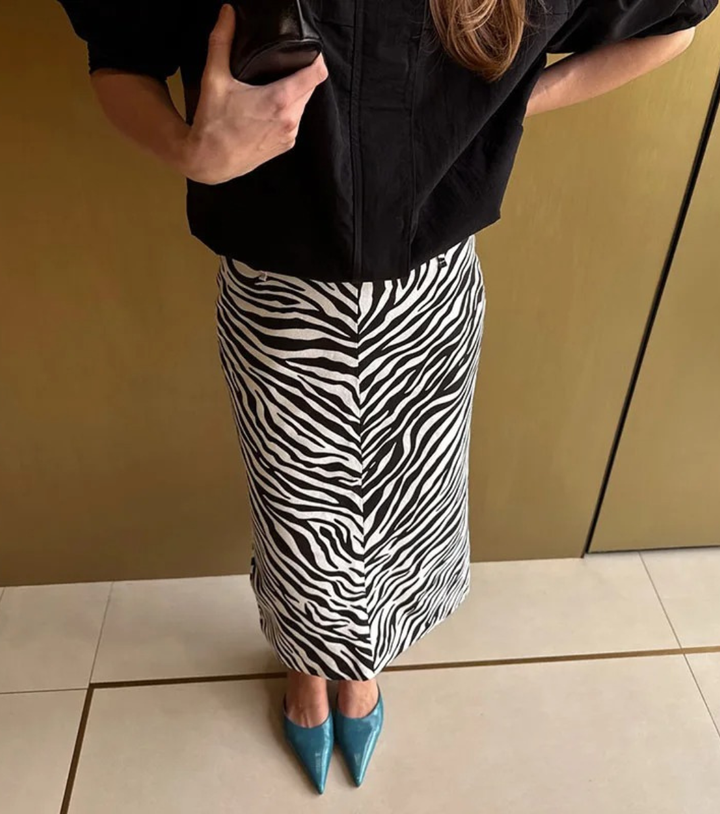Selene Animal Print Summer Midi Skirt
