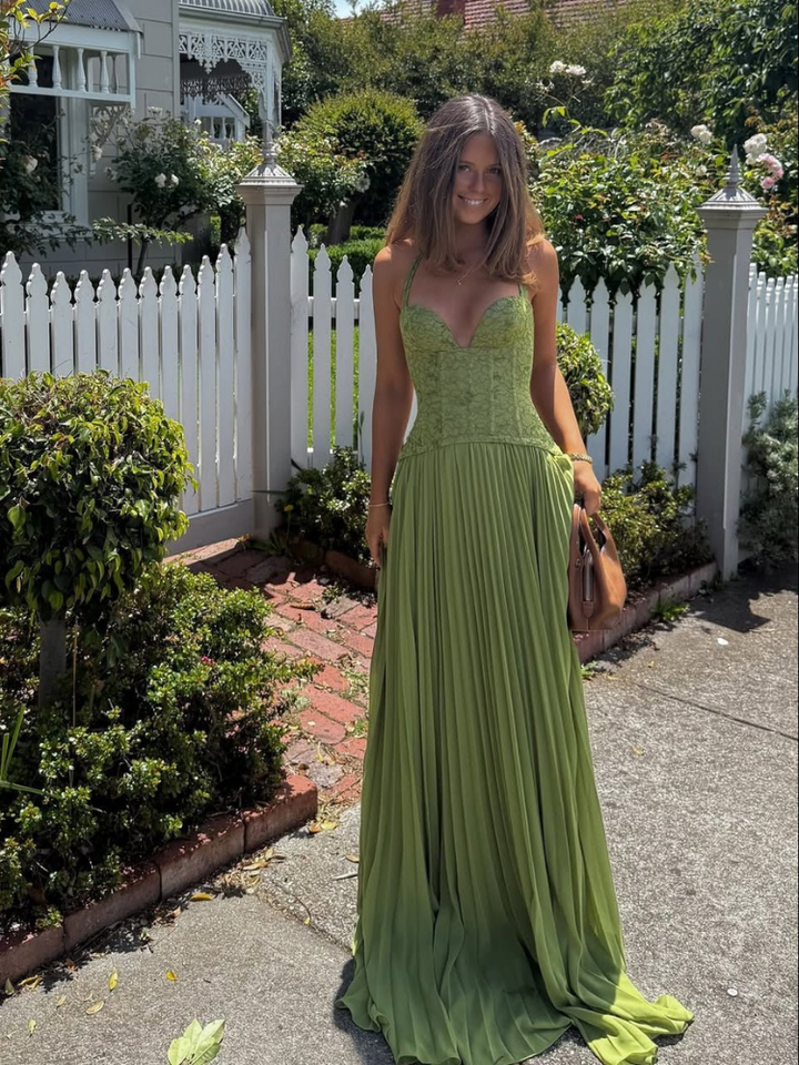 Rosalba Women's Pleated Maxi Dress, Wedding Guest Garden Party Dress – Sage Green