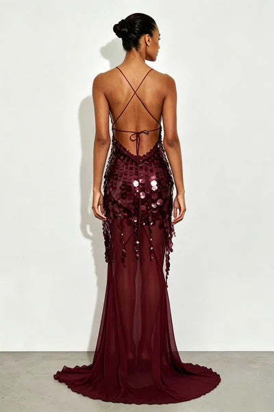 Adelina Sheer Mesh Maxi Dress