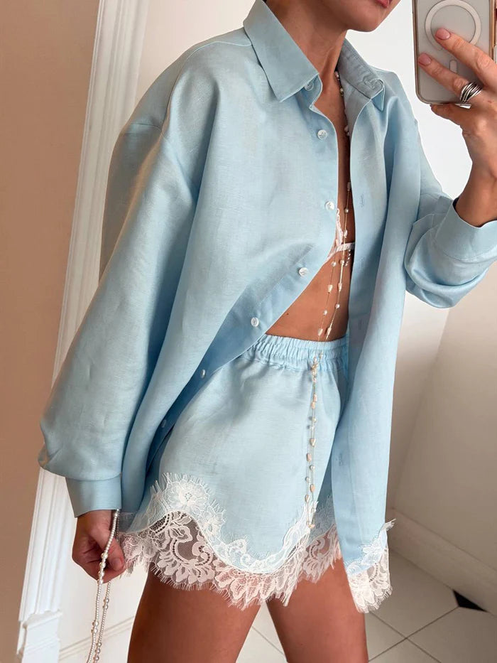 Juniper Lace Trim Lightweight Summer Co Ord Set
