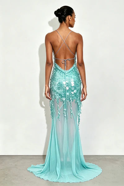 Adelina Sheer Mesh Maxi Dress