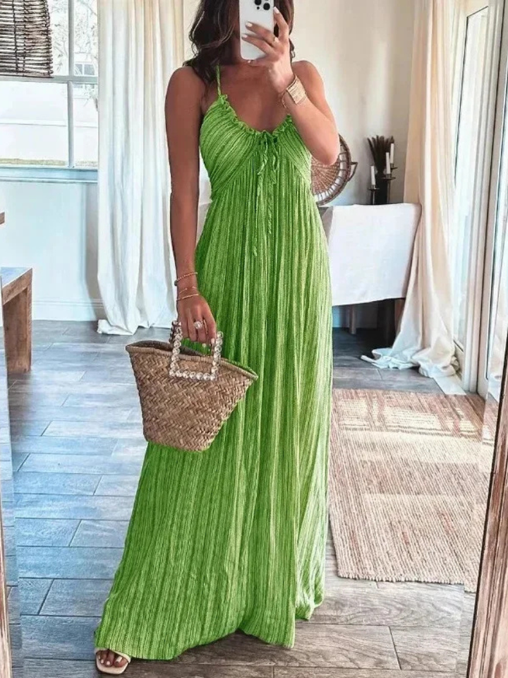 Elara Lightweight Flowy Pleated Summer Maxi Dress