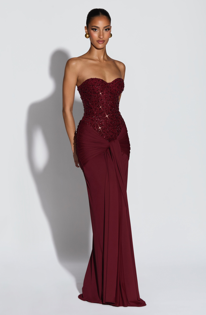 Raffaella Women's Strapless Sweetheart Bridesmaid Dress, Beaded Black Tie Dress