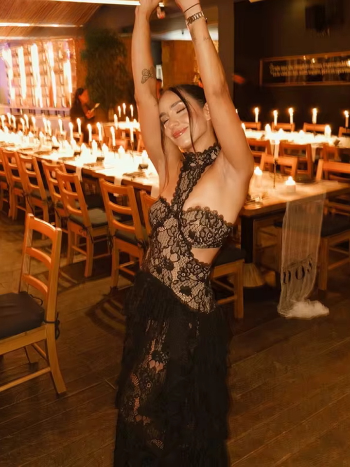 Genevra Lace Halter Maxi Dress