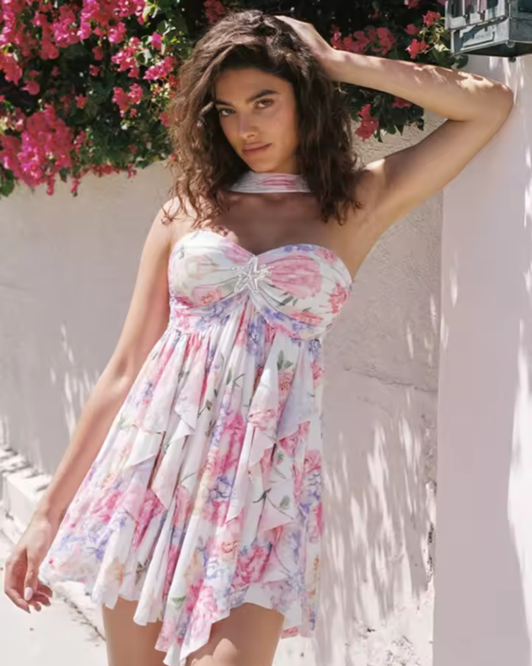 Usrella Ruched Summer Mini Dress