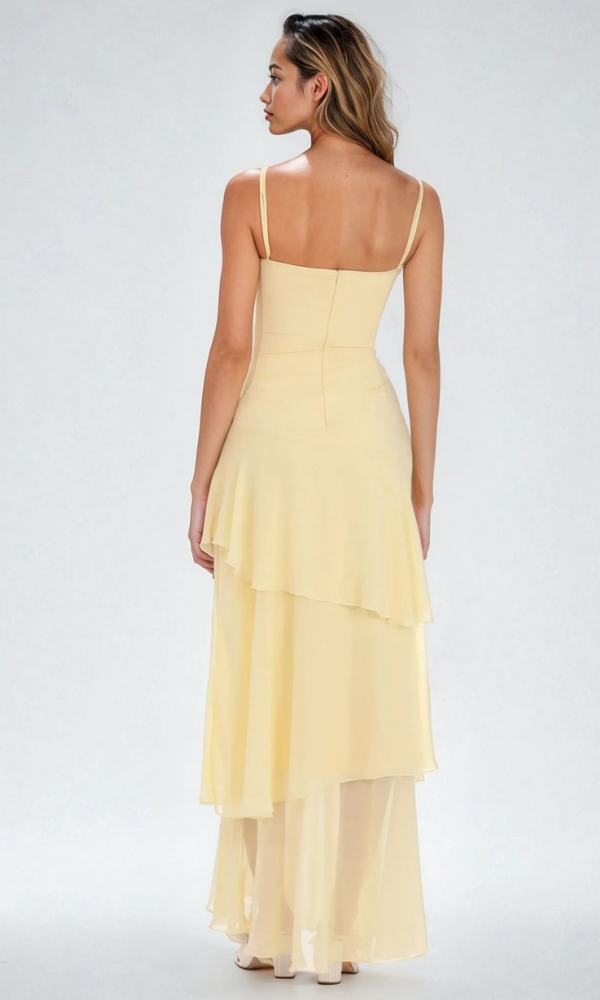 Soleria Yellow Wedding Guest Maxi Dress