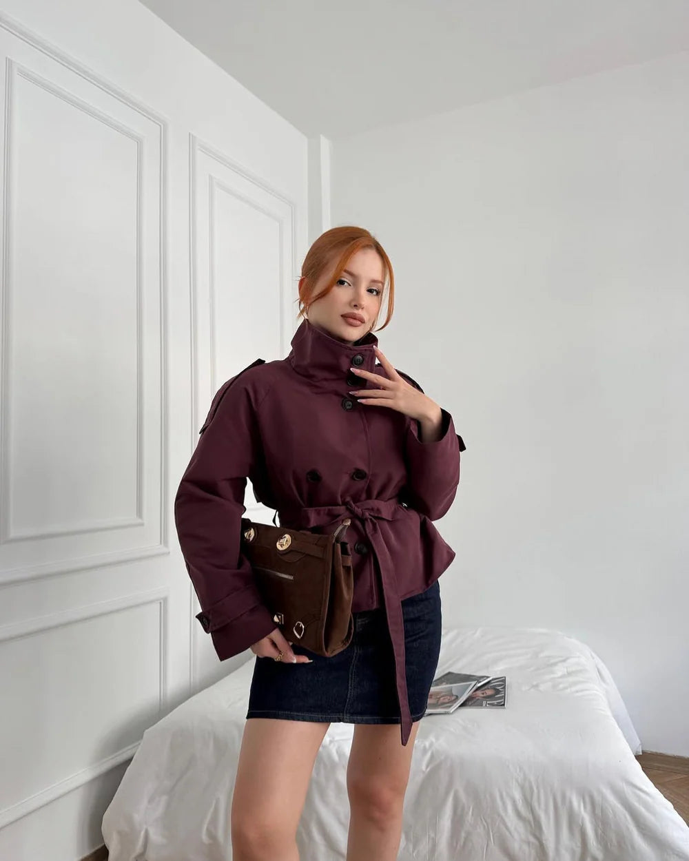 Ellie Cropped Trench Coat – AZZURRA