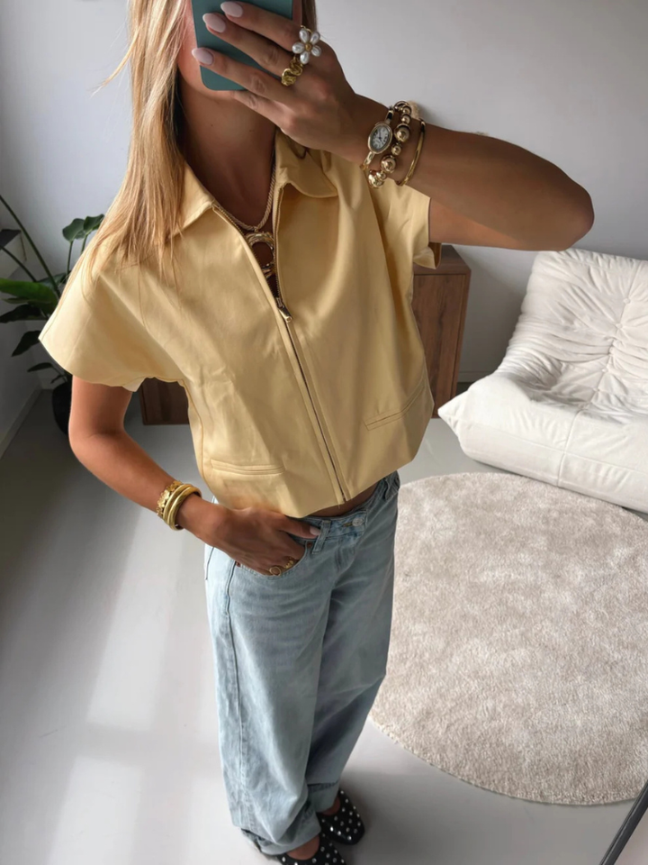 Venora Zip Front Structured Summer Top