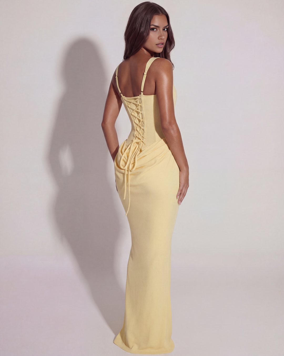 Perrine Women's Square Neck Bodycon Maxi Dress, Spaghetti Strap Formal Dress