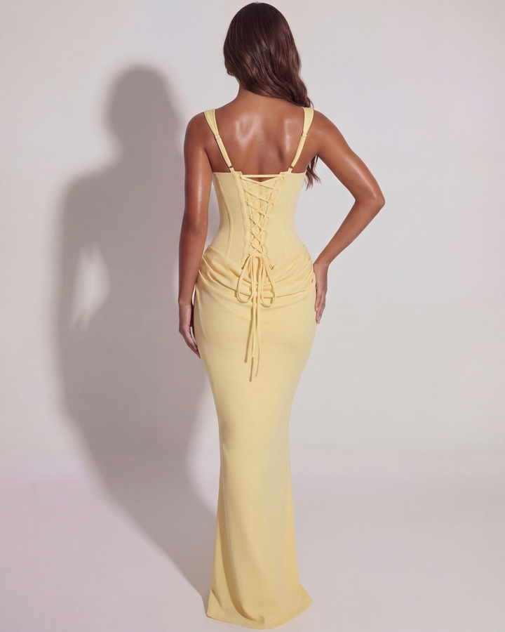 Perrine Women's Square Neck Bodycon Maxi Dress, Spaghetti Strap Formal Dress