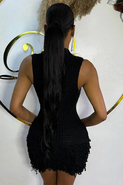 Sloane Crochet Fringe Mini Dress
