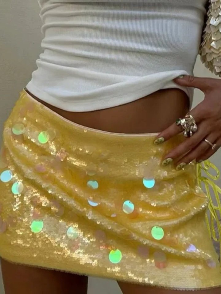 Zinnia Sequin Lace-Up Mini Skirt
