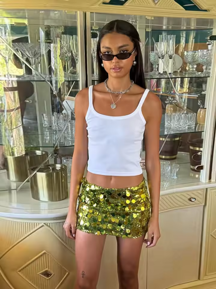 Zinnia Sequin Lace-Up Mini Skirt