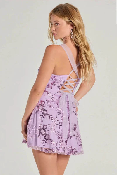 Elaria Sequin Floral Mini Dress
