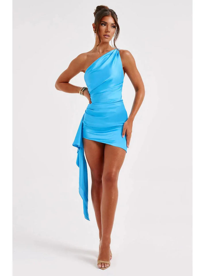 Seraphielle Satin One Shoulder Bodycon Mini Dress