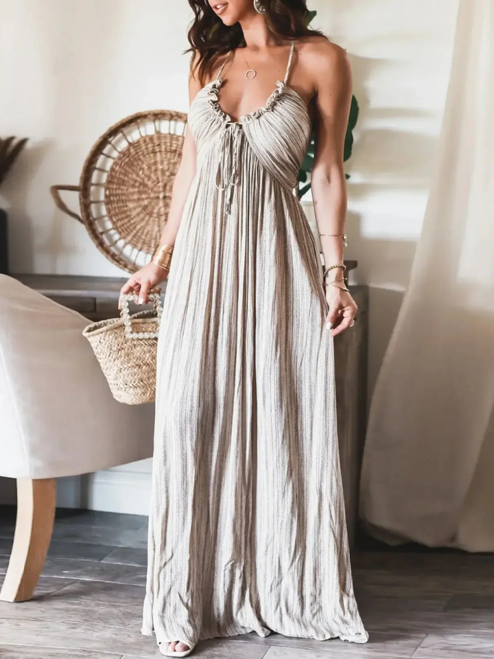 Elara Lightweight Flowy Pleated Summer Maxi Dress